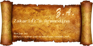 Zakariás Armandina névjegykártya